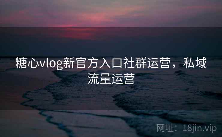 糖心vlog新官方入口社群运营，私域流量运营