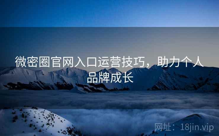 微密圈官网入口运营技巧，助力个人品牌成长